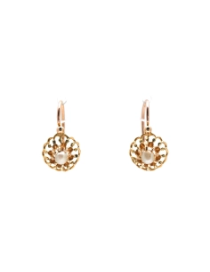 Boucles d'oreilles Art Déco en or jaune 18 carats serties de perles - - 1