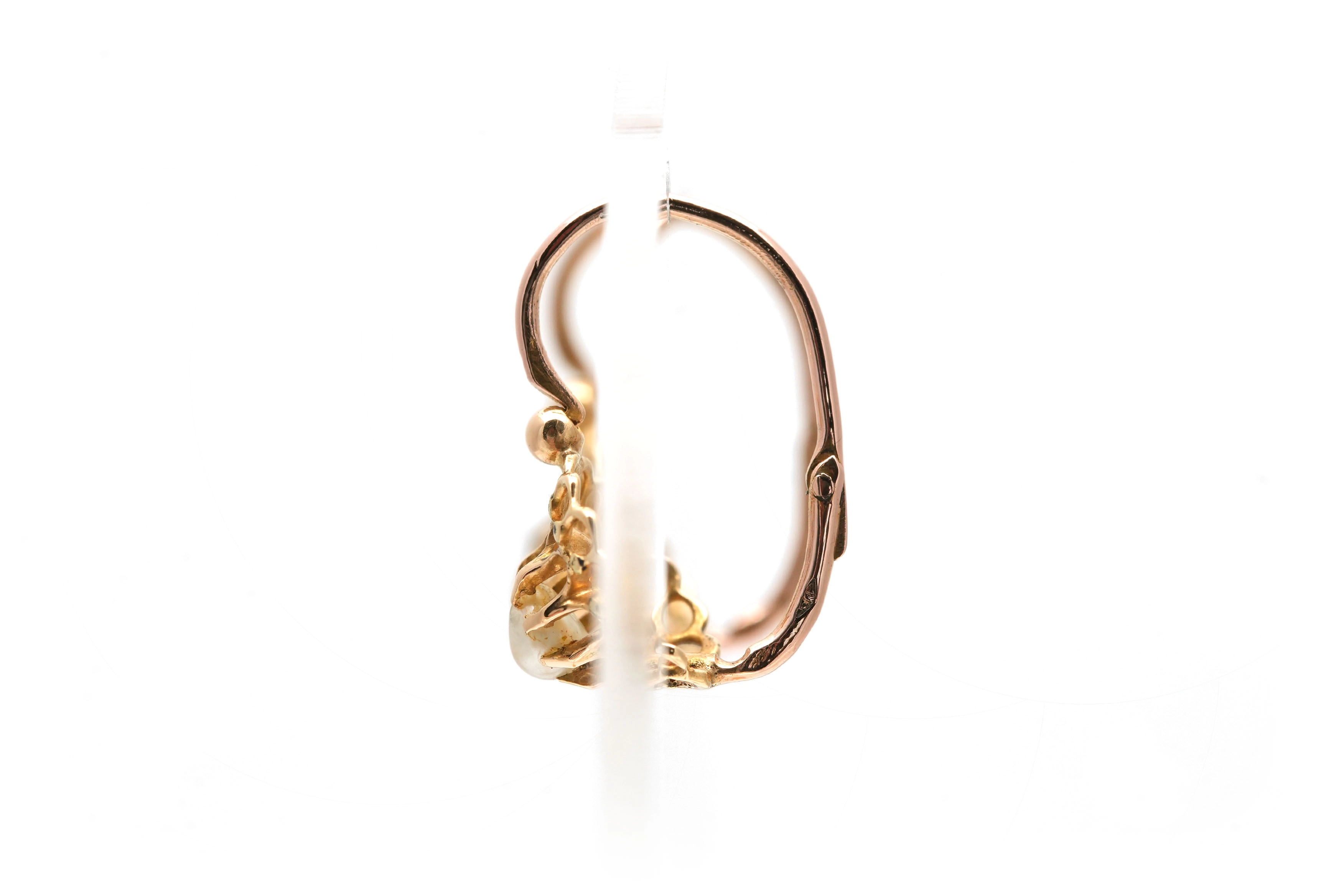 Boucles d'oreilles Art Déco en or jaune 18 carats serties de perles - - 3
