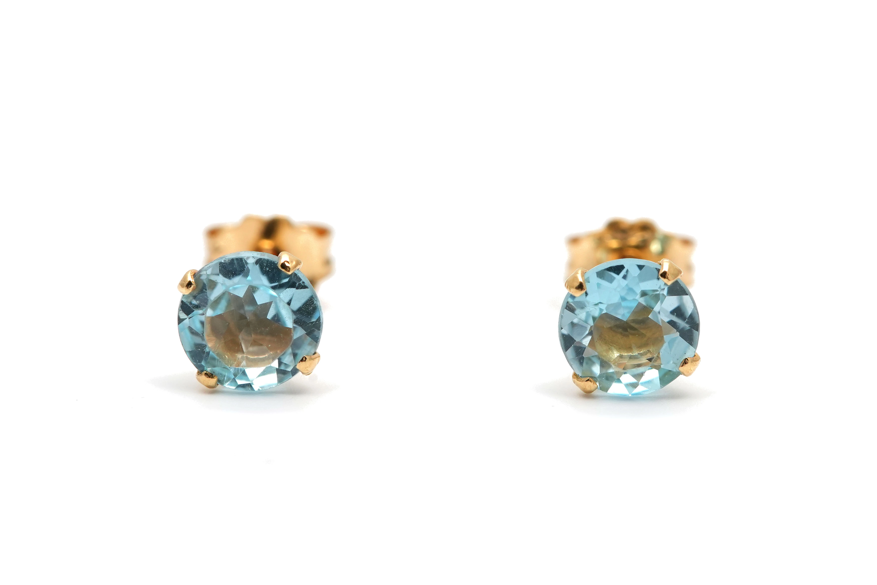 Boucles d'oreilles contemporaines en or jaune 18 carats serties de topazes - - 1