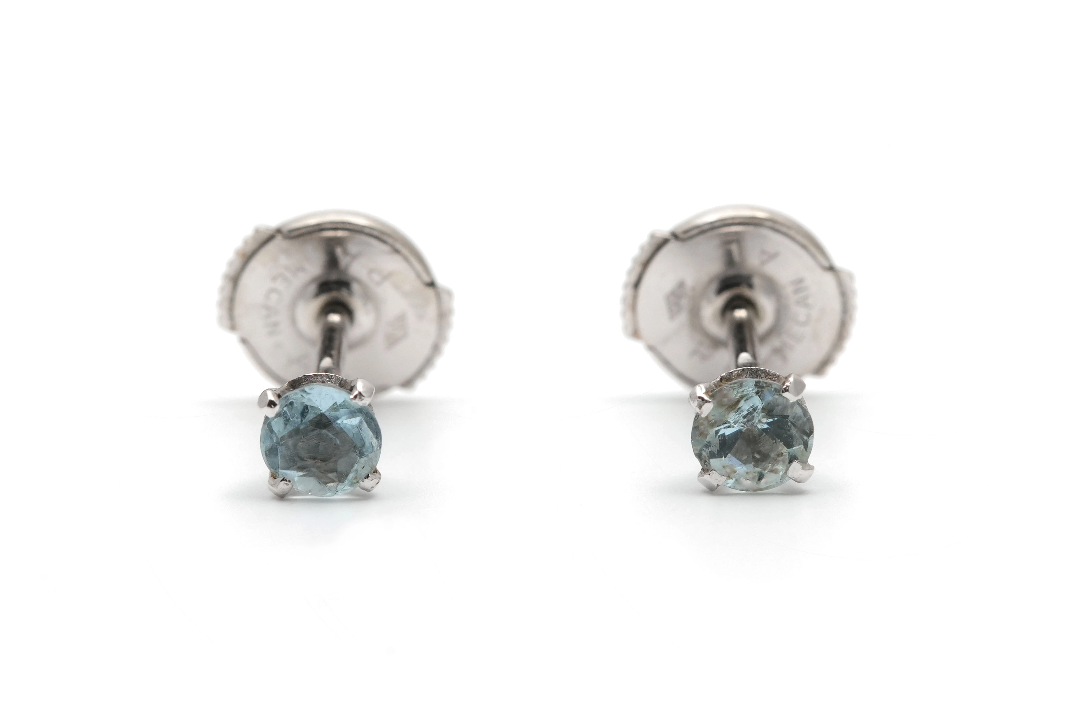Boucles d'oreilles contemporaines en or blanc 18 carats serties de topazes - - 1