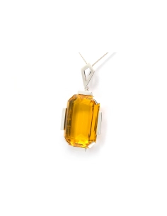 Pendentif Art Déco en argent serti d'un cristal - - 2