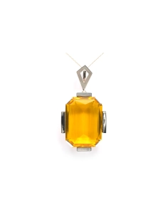 Pendentif Art Déco en argent serti d'un cristal - - 1