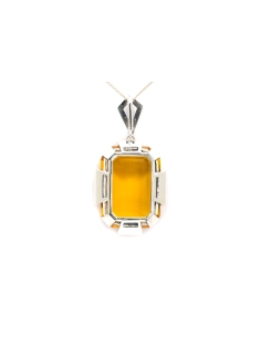 Pendentif Art Déco en argent serti d'un cristal - - 5