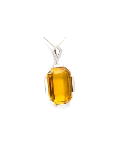 Pendentif Art Déco en argent serti d'un cristal - - 6