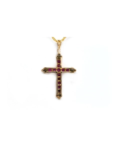 Pendentif contemporain en or jaune 14 carats serti de rubis et de diamants taille "brillant" (+- 0.084 ct) - - 6