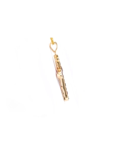 Pendentif contemporain en or jaune 14 carats serti de rubis et de diamants taille "brillant" (+- 0.084 ct) - - 5