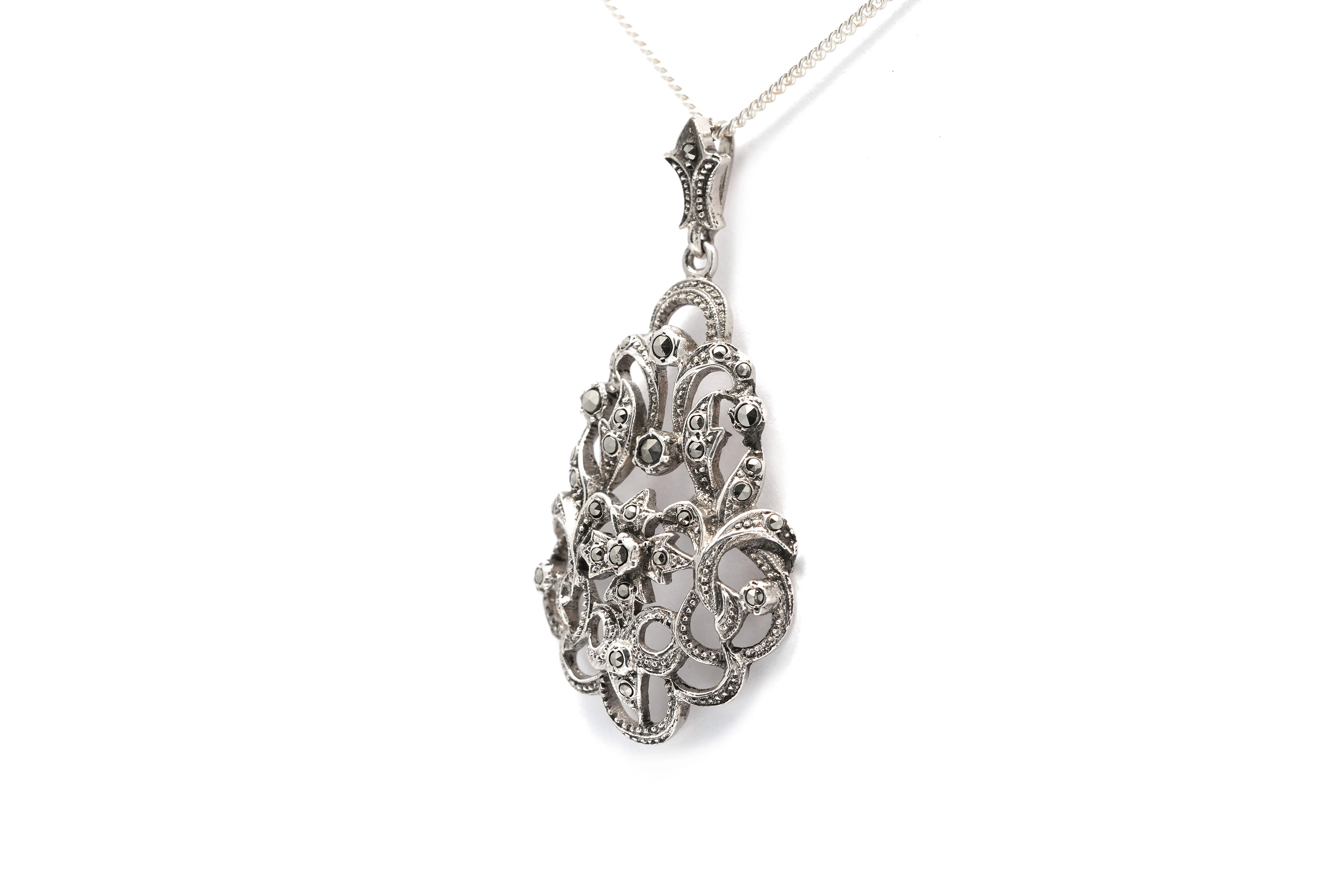 Pendentif Art Déco en argent 835 serti de marcassites - - 2