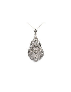 Pendentif Art Déco en argent 835 serti de marcassites - - 1