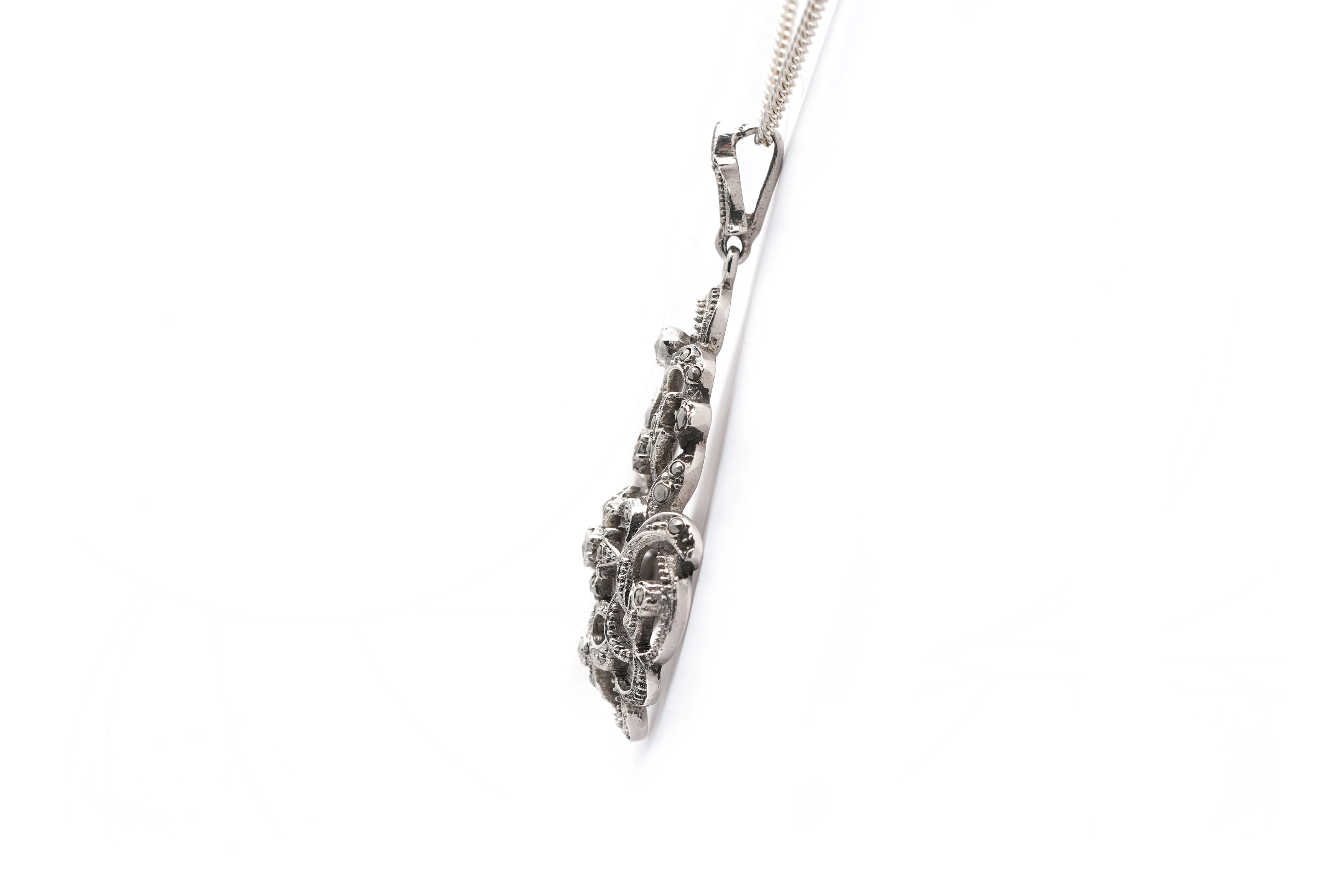 Pendentif Art Déco en argent 835 serti de marcassites - - 3