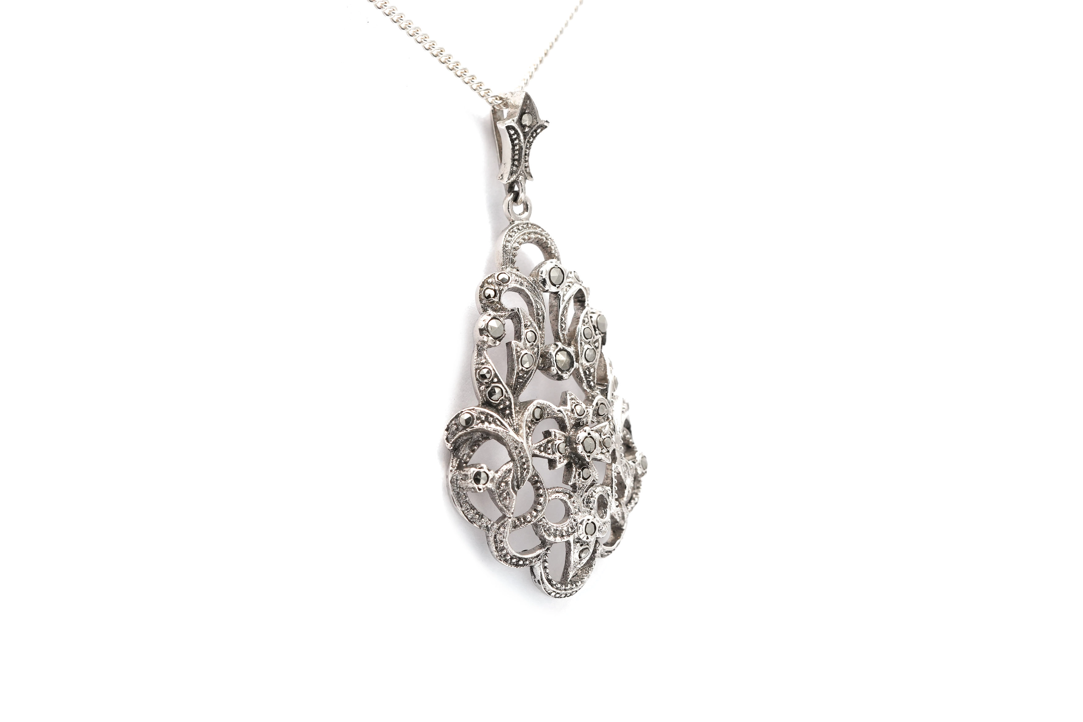 Pendentif Art Déco en argent 835 serti de marcassites - - 4