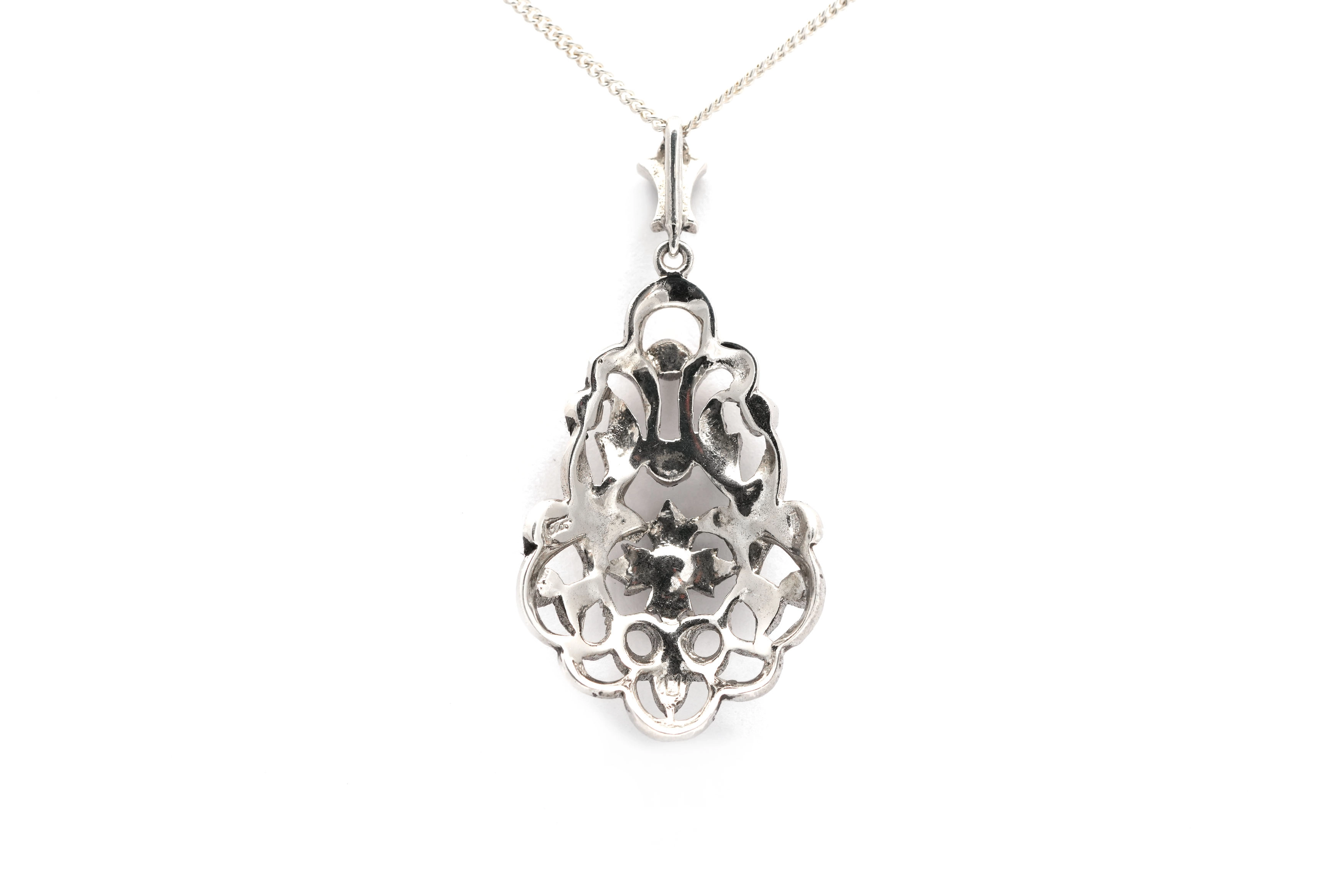 Pendentif Art Déco en argent 835 serti de marcassites - - 6