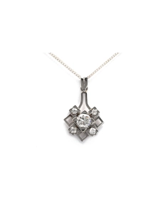 Pendentif Art Déco en platine serti de diamants taille "Old cut" - - 1