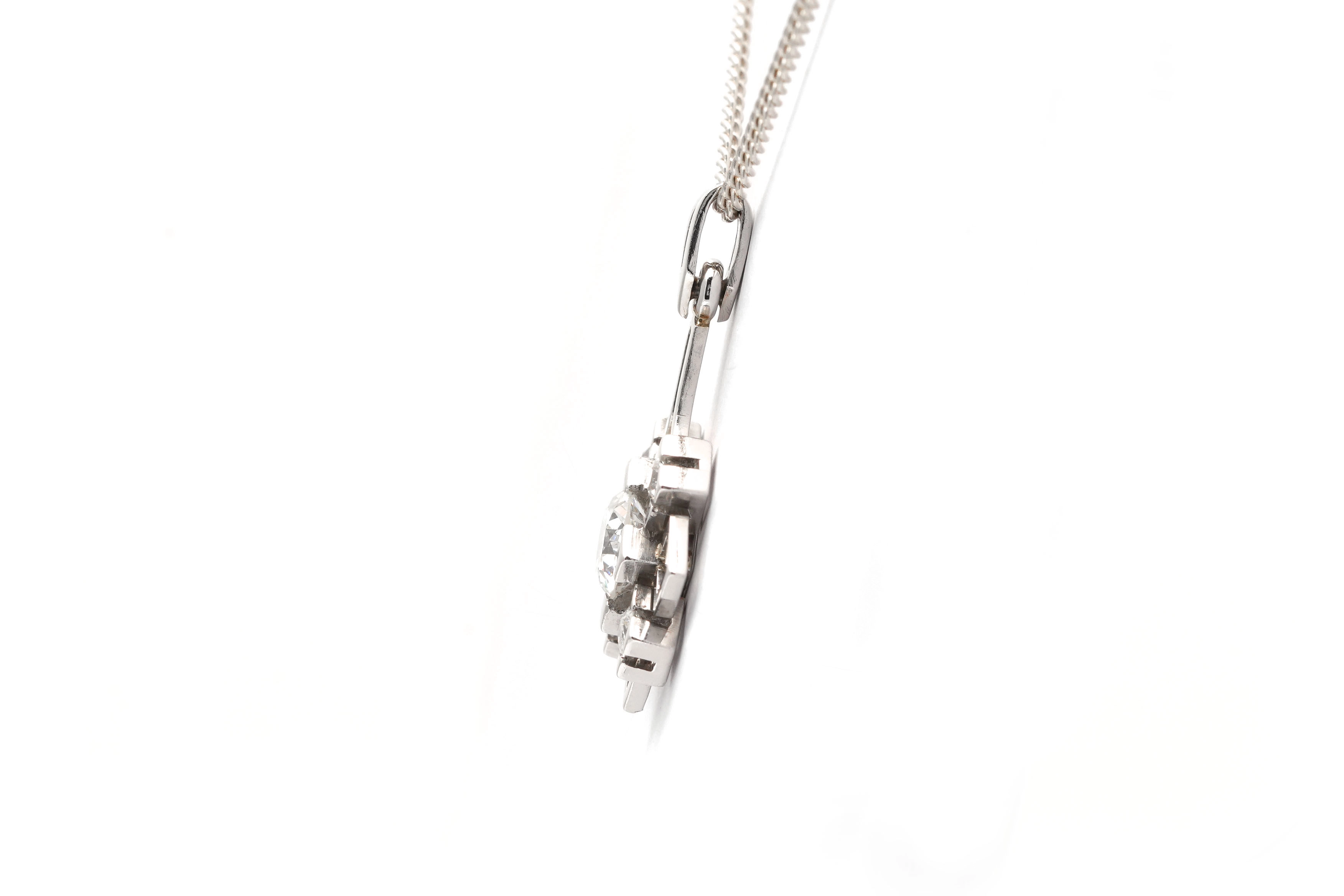 Pendentif Art Déco en platine serti de diamants taille "Old cut" - - 3