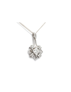 Pendentif Art Déco en platine serti de diamants taille "Old cut" - - 4