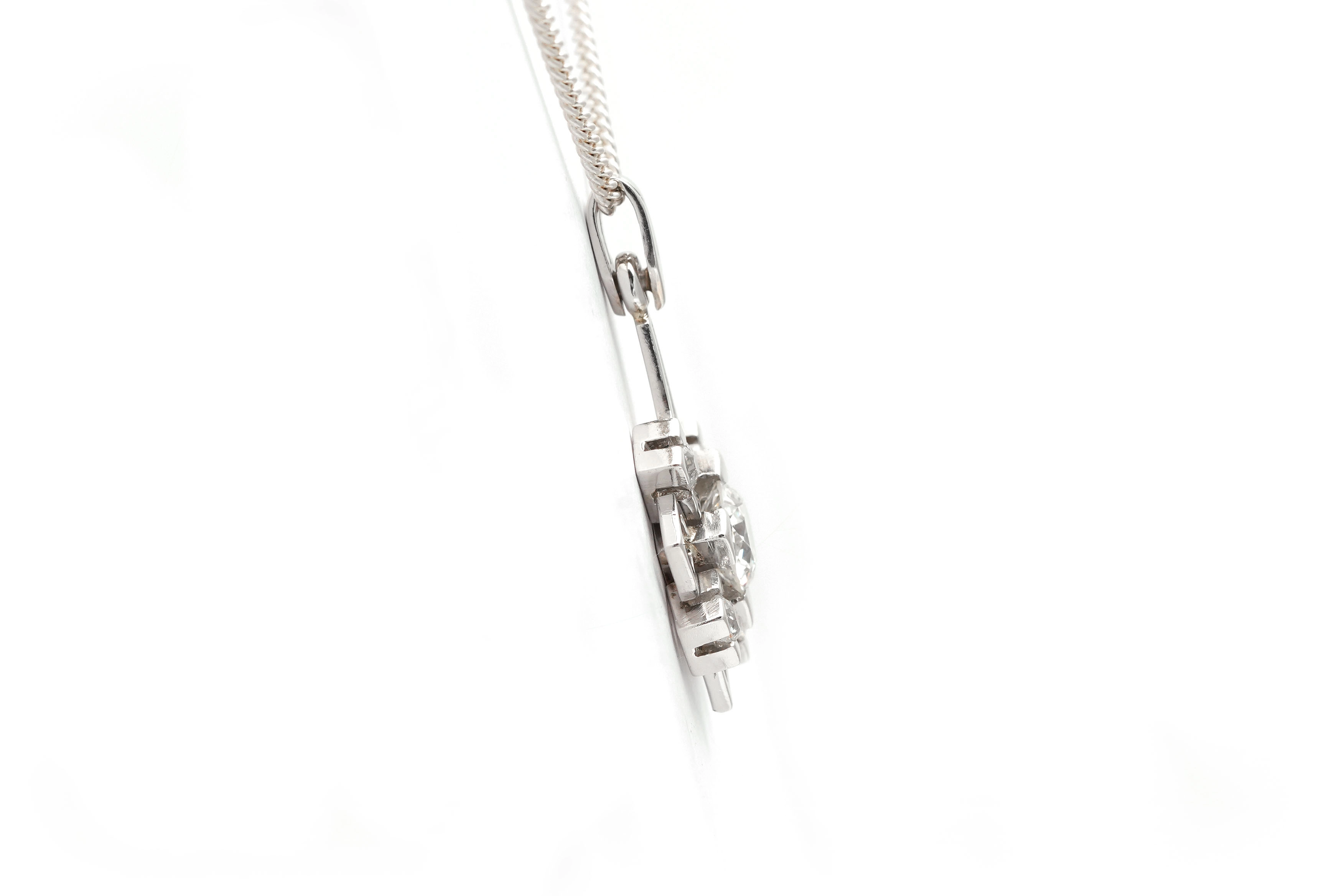 Pendentif Art Déco en platine serti de diamants taille "Old cut" - - 5