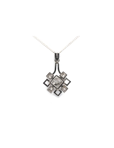 Pendentif Art Déco en platine serti de diamants taille "Old cut" - - 6