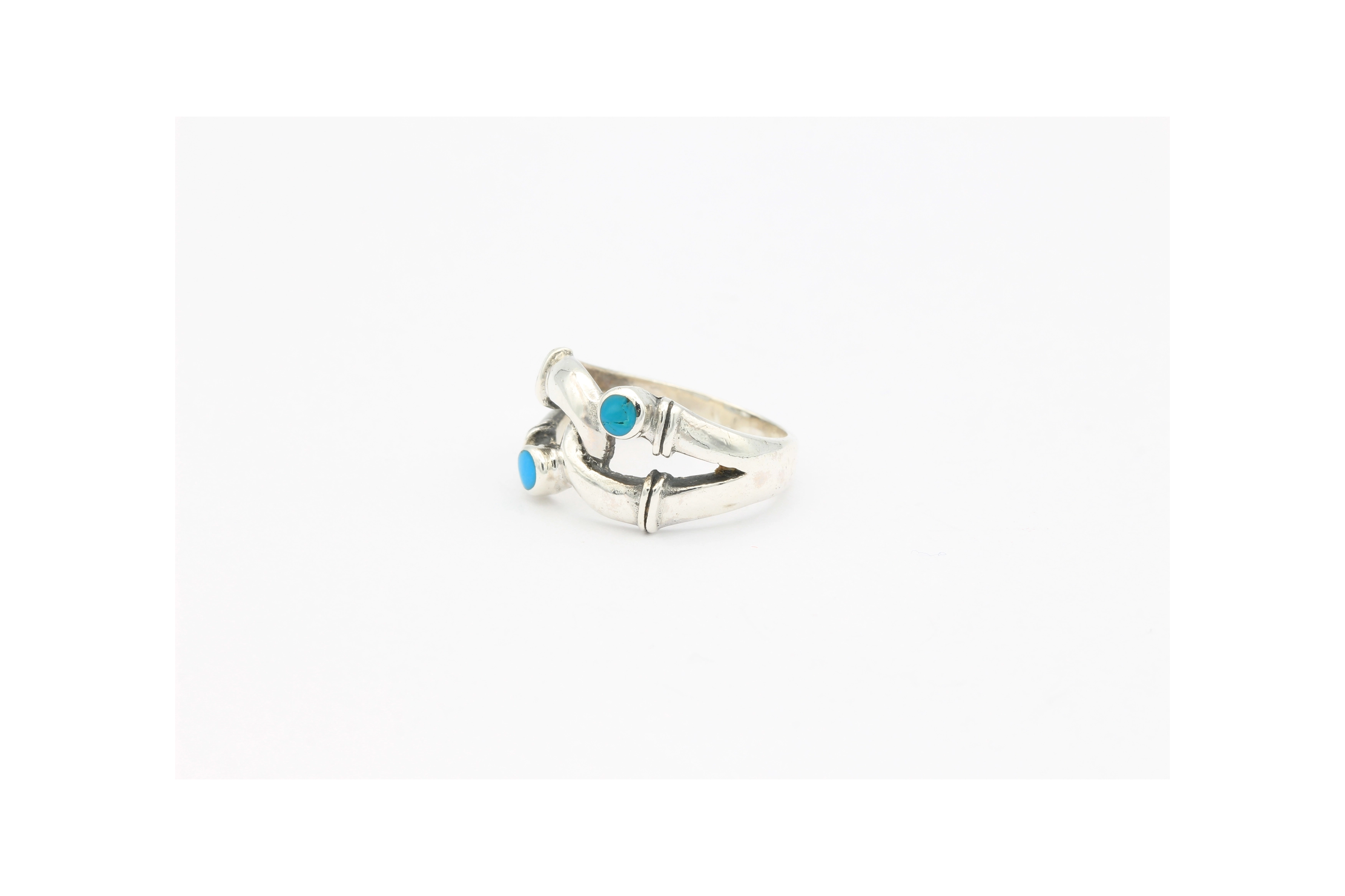 Bague contemporaine argent 925 et turquoise-The Vintage Workshop