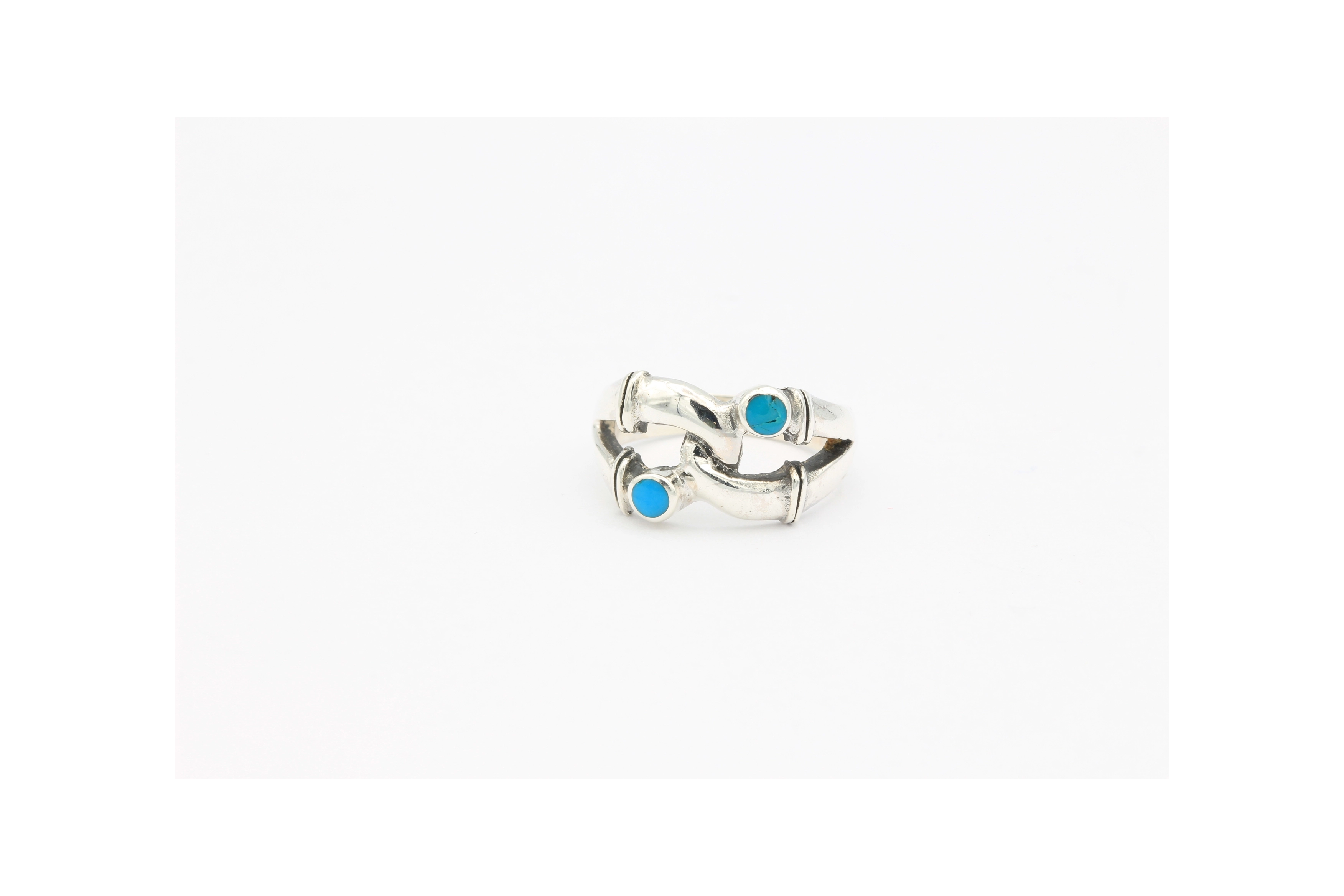Bague contemporaine argent 925 et turquoise-The Vintage Workshop