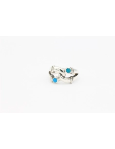 Bague contemporaine argent 925 et turquoise-The Vintage Workshop