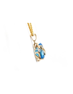 Pendentif contemporain en or jaune 9 carats serti d'une topaze traitée et de diamants taille "brillant"(+- 0.01ct) - - 5