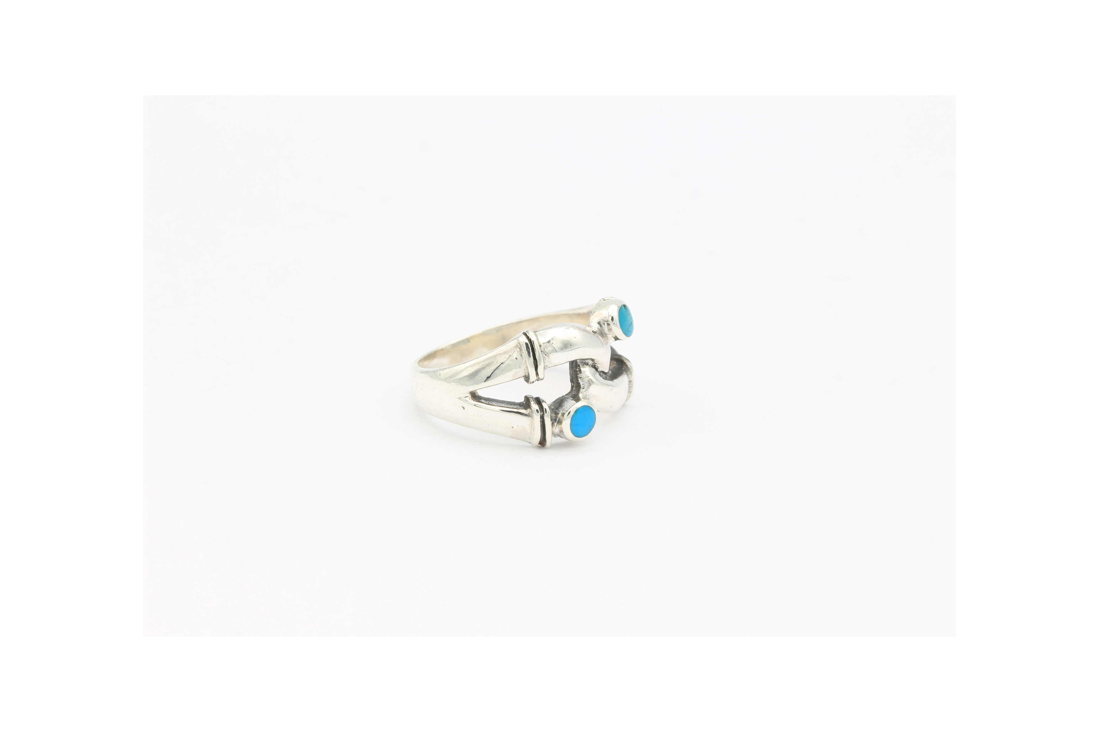 Bague contemporaine argent 925 et turquoise-The Vintage Workshop