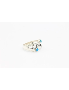 Bague contemporaine argent 925 et turquoise-The Vintage Workshop