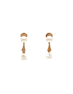 Boucles d'oreilles Art Déco en or jaune 18 carats serties de perles - - 1