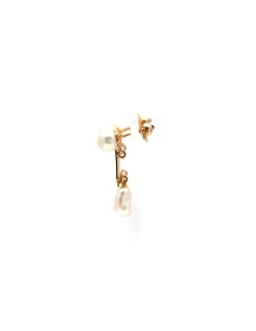 Boucles d'oreilles Art Déco en or jaune 18 carats serties de perles - - 3