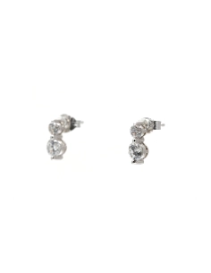 Boucles d'oreilles contemporaines en or blanc 18 carats serties de zirconiums - - 2