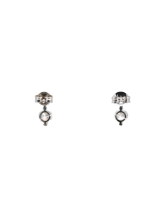 Boucles d'oreilles contemporaines en or blanc 18 carats serties de zirconiums - - 4