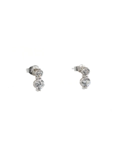 Boucles d'oreilles contemporaines en or blanc 18 carats serties de zirconiums - - 6