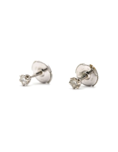 Boucles d'oreilles contemporaines en or blanc 18 carats serties de diamants "taille" brillant (+-0.20 ct) - - 2