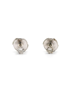 Boucles d'oreilles contemporaines en or blanc 18 carats serties de diamants "taille" brillant (+-0.20 ct) - - 1
