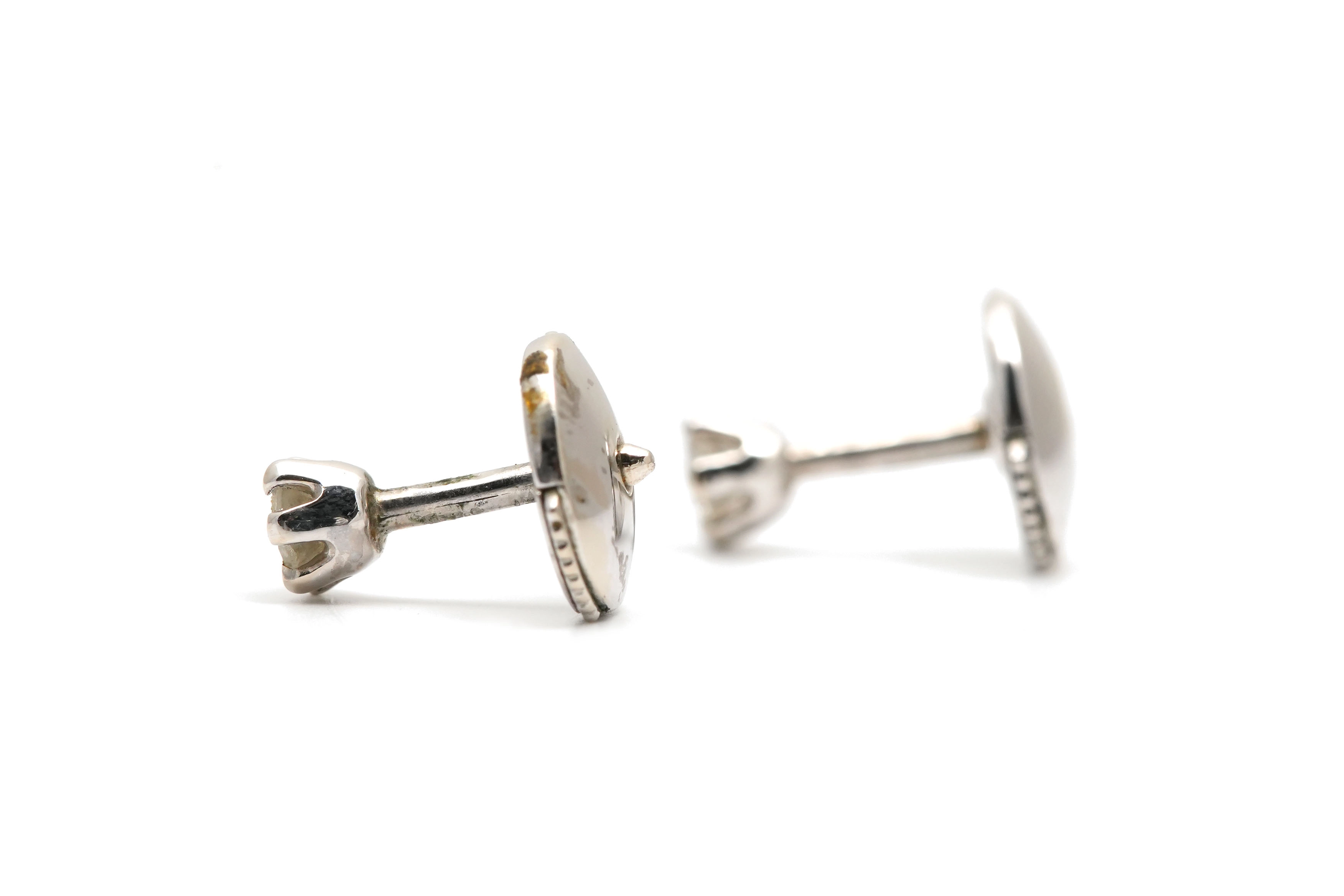 Boucles d'oreilles contemporaines en or blanc 18 carats serties de diamants "taille" brillant (+-0.20 ct) - - 3