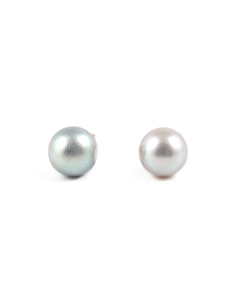 Boucles d'oreilles contemporaines en or blanc 14 carats serties de perles - - 1