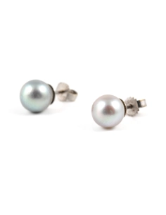 Boucles d'oreilles contemporaines en or blanc 14 carats serties de perles - - 2