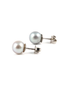 Boucles d'oreilles contemporaines en or blanc 14 carats serties de perles - - 3
