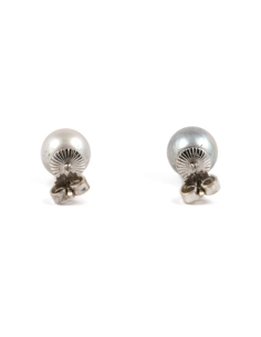 Boucles d'oreilles contemporaines en or blanc 14 carats serties de perles - - 4