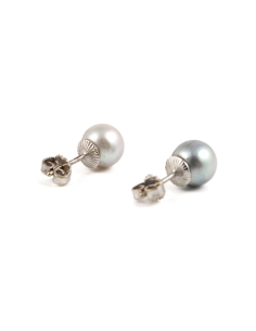 Boucles d'oreilles contemporaines en or blanc 14 carats serties de perles - - 5