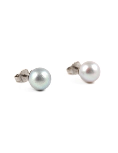 Boucles d'oreilles contemporaines en or blanc 14 carats serties de perles - - 6