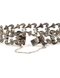 Bracelet Art Déco en argent serti de marcassites - - 6