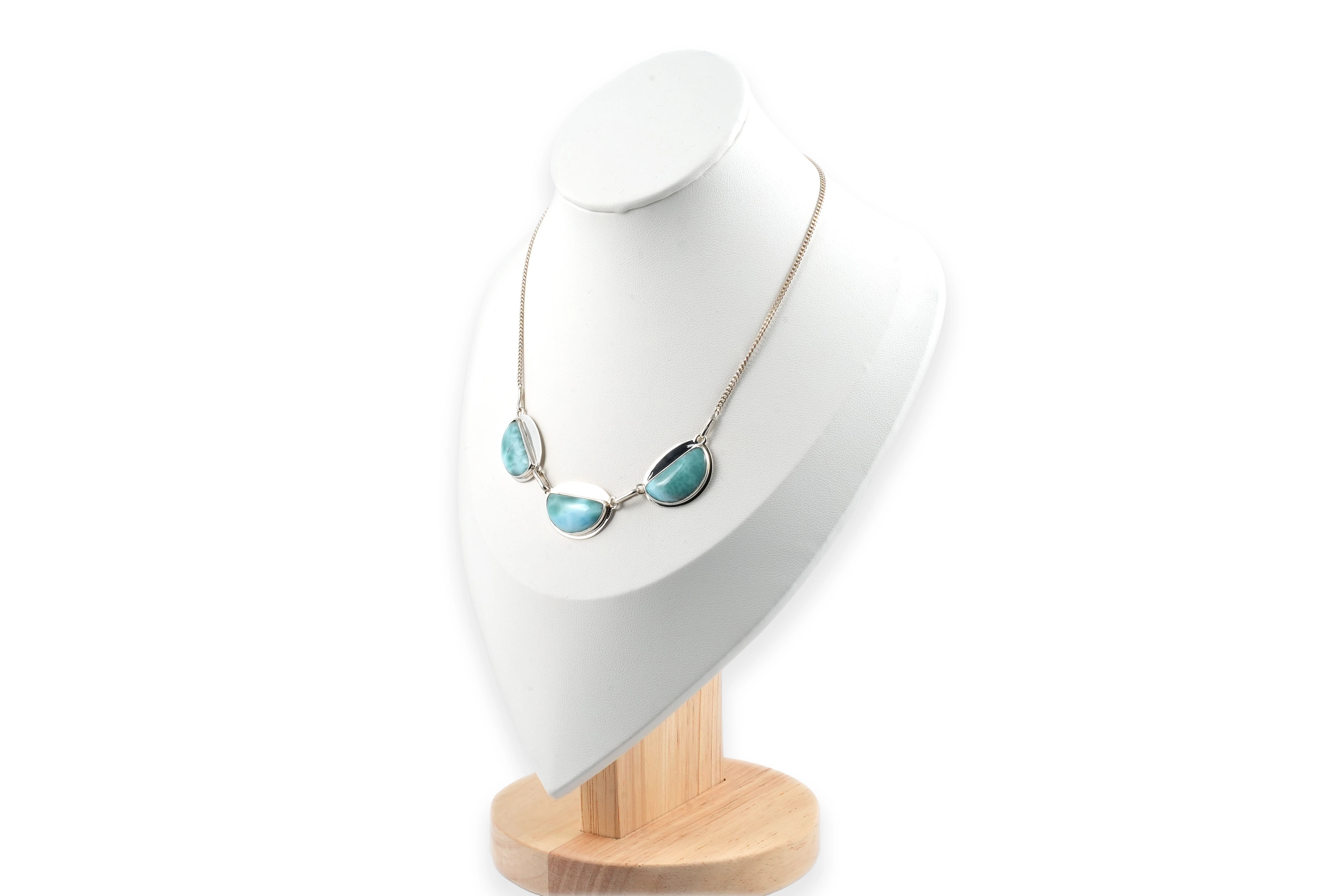 Collier contemporain en argent 925 serti de larimars - - 3