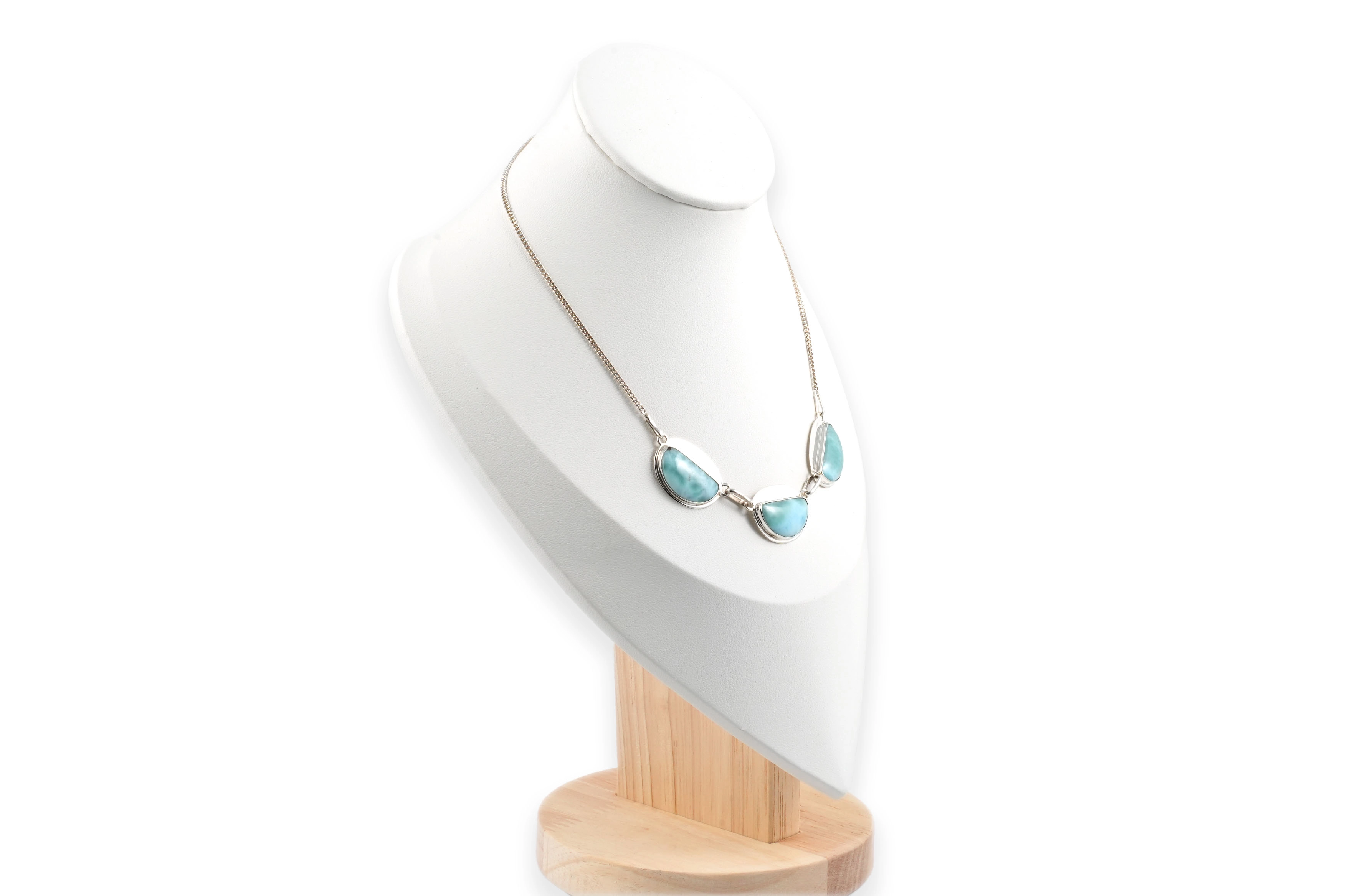 Collier contemporain en argent 925 serti de larimars - - 4