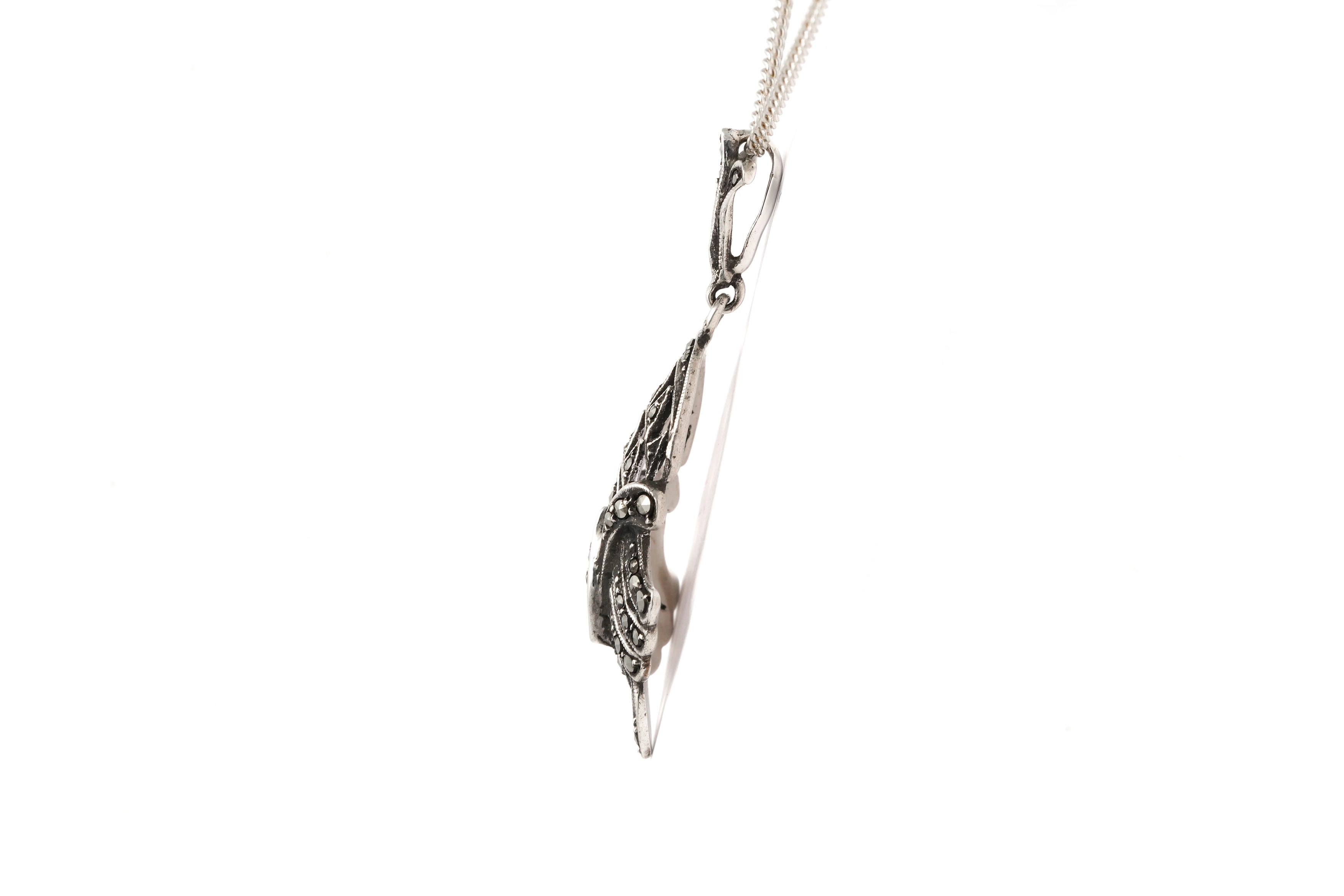 Pendentif Art Déco en argent 835 serti de marcassites - - 3