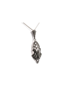 Pendentif Art Déco en argent 835 serti de marcassites - - 4