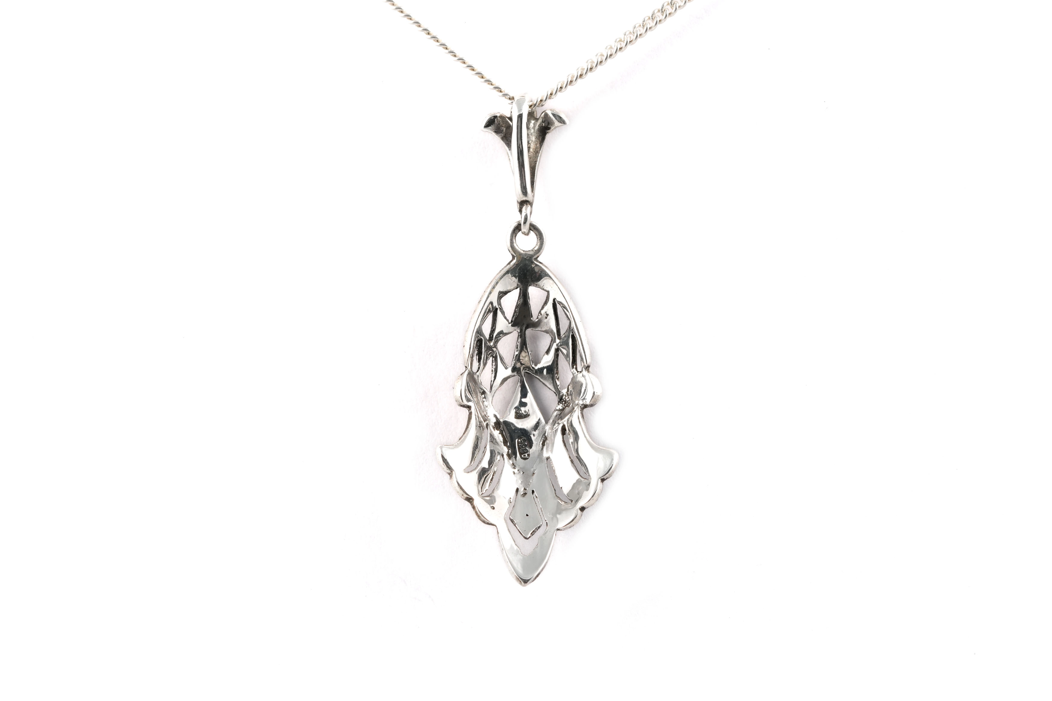 Pendentif Art Déco en argent 835 serti de marcassites - - 6