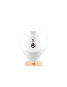 Collier Art Déco en argent 925 serti d'une améthyste, de marcassites et d'émail - - 2