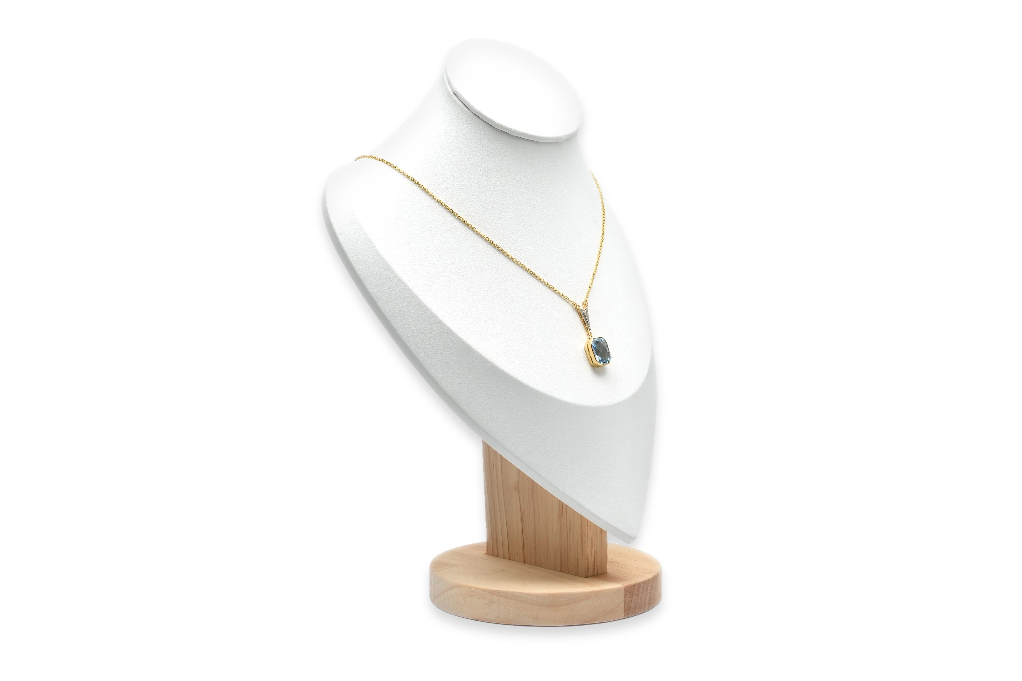 Collier Art Déco en or jaune et blanc 18 carats serti d'une topaze et d'un diamant taille "rose"