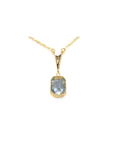 Collier Art Déco en or jaune et blanc 18 carats serti d'une topaze et d'un diamant taille "rose"