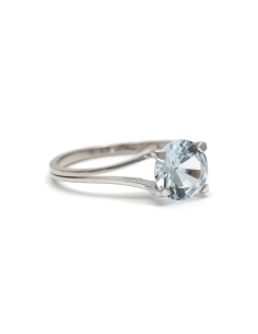 Bague contemporaine en or blanc 18 carats sertie d'une aigue marine
